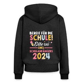 Parents Écolier École primaire Première classe Inscription - Sweat à capuche zippé Premium bio Femme - noir - Dos - Julia (174cm)