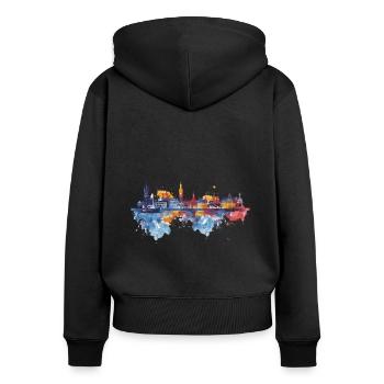 Wilhelmshaven - Frauen Premium Bio Zip Hoodie - Schwarz - Hinten - Julia (174cm)