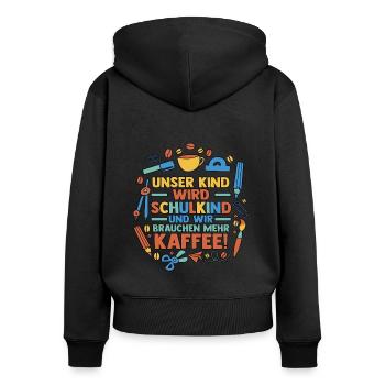 Parents Écolier École primaire Première classe Inscription - Sweat à capuche zippé Premium bio Femme - noir - Dos - Julia (174cm)