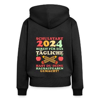 Parents Écolier École primaire Première classe Inscription - Sweat à capuche zippé Premium bio Femme - noir - Dos - Julia (174cm)