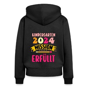 1 classe écolier rentrée scolaire Maternelle Kita E - Sweat à capuche zippé Premium bio Femme - noir - Dos - Julia (174cm)