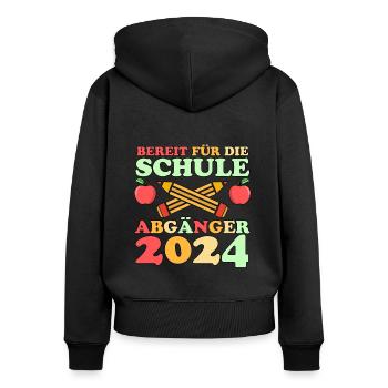 1 classe écolier rentrée scolaire Maternelle Kita E - Sweat à capuche zippé Premium bio Femme - noir - Dos - Julia (174cm)