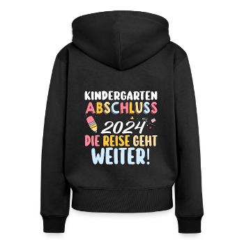 1 Grade School Child Back to School Kindergarten Kita E - Women's Premium Organic Zip Hoodie - black - Back - Julia (174cm)