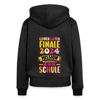 1 classe écolier rentrée scolaire Maternelle Kita E - Sweat à capuche zippé Premium bio Femme - noir - Dos - Julia (174cm)