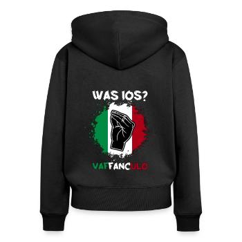 Italien Italiener Vaffanculo - Frauen Premium Bio Zip Hoodie - Schwarz - Hinten - Julia (174cm)