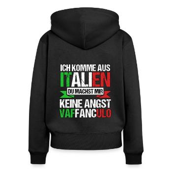 Italien Italiener Vaffanculo - Frauen Premium Bio Zip Hoodie - Schwarz - Hinten - Julia (174cm)