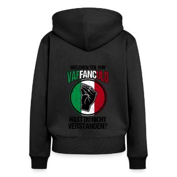 Italien Italiener Vaffanculo - Frauen Premium Bio Zip Hoodie - Schwarz - Hinten - Julia (174cm)