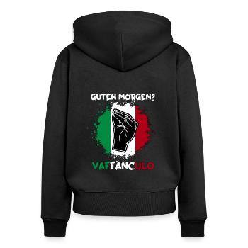 Italien Italiener Vaffanculo - Frauen Premium Bio Zip Hoodie - Schwarz - Hinten - Julia (174cm)