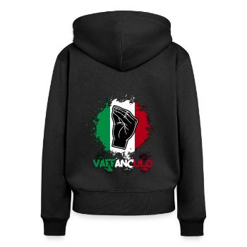 Italie Vaffanculo italien - Sweat à capuche zippé Premium bio Femme - noir - Dos - Julia (174cm)