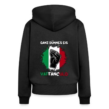 Italien Italiener Vaffanculo - Frauen Premium Bio Zip Hoodie - Schwarz - Hinten - Julia (174cm)