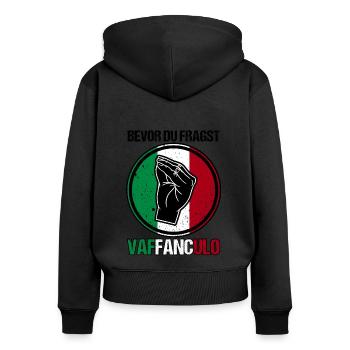 Italien Italiener Vaffanculo - Frauen Premium Bio Zip Hoodie - Schwarz - Hinten - Julia (174cm)