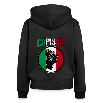 Italie Italien Capisci - Sweat à capuche zippé Premium bio Femme - noir - Dos - Julia (174cm)