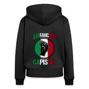 Italie Italien Capisci Vaffanculo - Sweat à capuche zippé Premium bio Femme - noir - Dos - Julia (174cm)