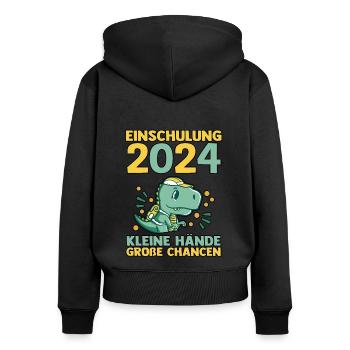 1st Grade Schoolchild Back to School Dino School Enrollment - Women's Premium Organic Zip Hoodie - black - Back - Julia (174cm)