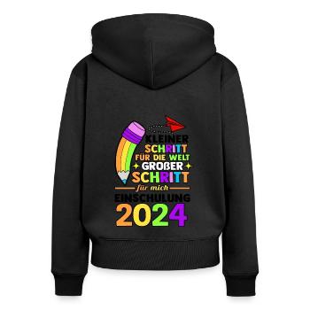 1. Klasse Schulkind Schulanfang Einschulung - Frauen Premium Bio Zip Hoodie - Schwarz - Hinten - Julia (174cm)