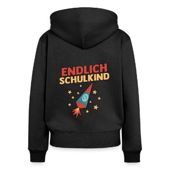Jeunes quittant les garderies pour la rentrée scolaire Inscription des enfants à l’école - Sweat à capuche zippé Premium bio Femme - noir - Dos - Julia (174cm)