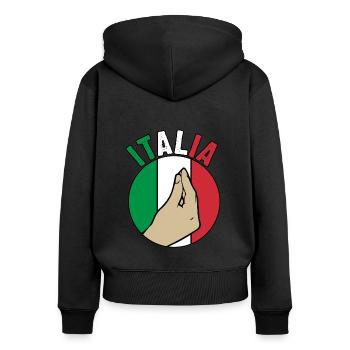 Italie Italien Italien Italie - Sweat à capuche zippé Premium bio Femme - noir - Dos - Julia (174cm)