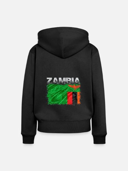 Sambia - Frauen Premium Bio Zip Hoodie - Schwarz