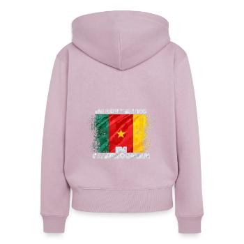 Cameroun - Sweat à capuche zippé Premium bio Femme - rose poudré - Dos - Julia (174cm)