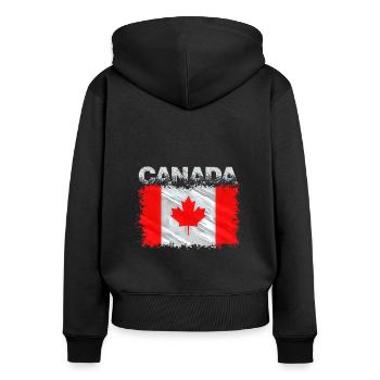 Kanada - Frauen Premium Bio Zip Hoodie - Schwarz - Hinten - Julia (174cm)