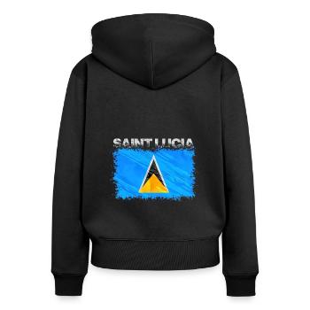 Saint Lucia - Women's Premium Organic Zip Hoodie - black - Back - Julia (174cm)
