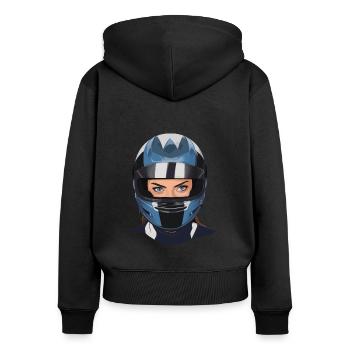 Motorradfahrerin Motorrad Frau - Frauen Premium Bio Zip Hoodie - Schwarz - Hinten - Julia (174cm)