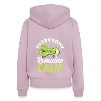 Everybody Romaine Calm für Veganer und - Frauen Premium Bio Zip Hoodie - Altrosa - Hinten - Julia (174cm)