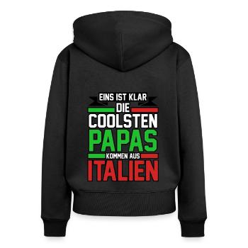 Italie Italien Papa Père Italien Italie - Sweat à capuche zippé Premium bio Femme - noir - Dos - Julia (174cm)