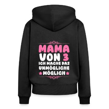 Mama Von 3 Kindern - Frauen Premium Bio Zip Hoodie - Schwarz - Hinten - Julia (174cm)