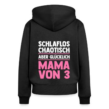 Mom of 3 children - Women's Premium Organic Zip Hoodie - black - Back - Julia (174cm)