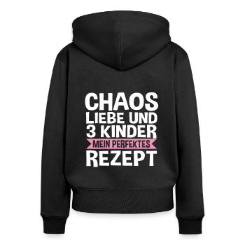 Mama Von 3 Kindern - Frauen Premium Bio Zip Hoodie - Schwarz - Hinten - Julia (174cm)