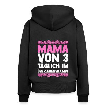 Mama Von 3 Kindern - Frauen Premium Bio Zip Hoodie - Schwarz - Hinten - Julia (174cm)