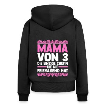 Mama Von 3 Kindern - Frauen Premium Bio Zip Hoodie - Schwarz - Hinten - Julia (174cm)
