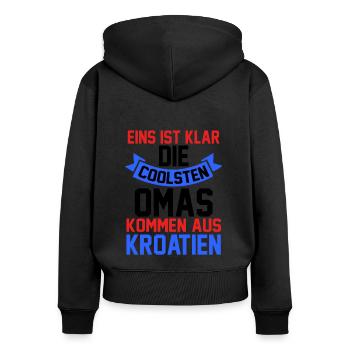 Kroaten Oma Großmutter Kroatin Hrvatska Kroatien - Frauen Premium Bio Zip Hoodie - Schwarz - Hinten - Julia (174cm)