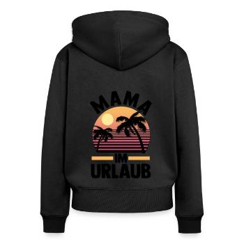 Vacancier Mère Maman - Sweat à capuche zippé Premium bio Femme - noir - Dos - Julia (174cm)