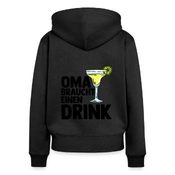 Grandma Drink Booze Celebrate Grandma - Women's Premium Organic Zip Hoodie - black - Back - Julia (174cm)