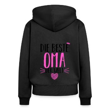 Großmutter Oma - Frauen Premium Bio Zip Hoodie - Schwarz - Hinten - Julia (174cm)