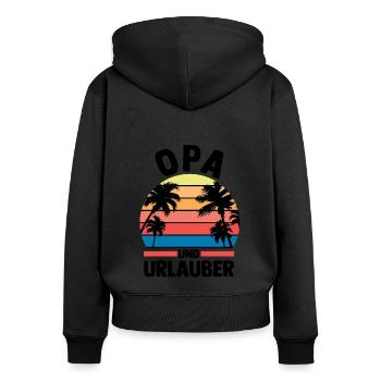 Vacation Vacationer Grandfather Grandpa - Women's Premium Organic Zip Hoodie - black - Back - Julia (174cm)