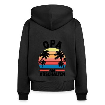 Vacation Vacationer Grandfather Grandpa - Women's Premium Organic Zip Hoodie - black - Back - Julia (174cm)