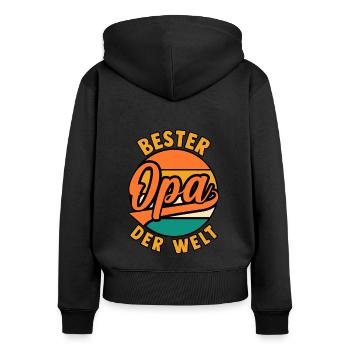 Großvater Beste Opa - Frauen Premium Bio Zip Hoodie - Schwarz - Hinten - Julia (174cm)