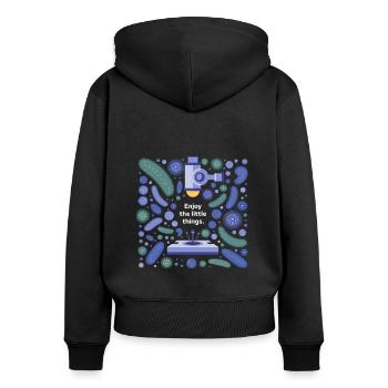 Microbiology Design with Saying - Women's Premium Organic Zip Hoodie - black - Back - Julia (174cm)