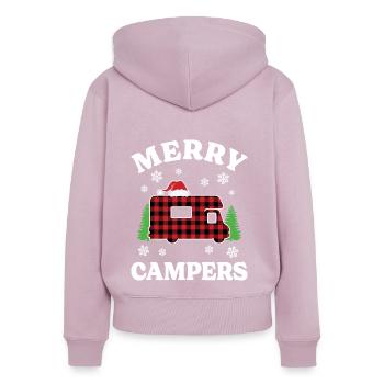 Merry Campers Camper Christmas Retreat - Frauen Premium Bio Zip Hoodie - Altrosa - Hinten - Julia (174cm)