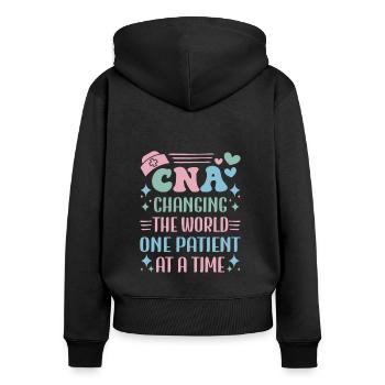 CNA Nursing Quotes Funny Nurse Lovers Cute CNA - Women's Premium Organic Zip Hoodie - black - Back - Julia (174cm)