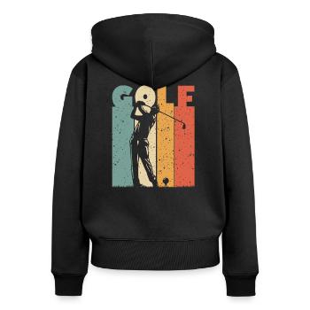 Golfer Abschlag Vintage Golfclub Männer Jungs Golf - Frauen Premium Bio Zip Hoodie - Schwarz - Hinten - Julia (174cm)