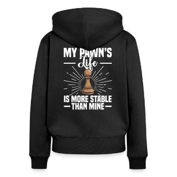 Chess Game Night Pawn Pieces Checkerboard - Frauen Premium Bio Zip Hoodie - Schwarz - Hinten - Julia (174cm)
