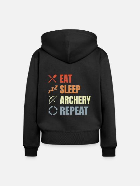 Eat Sleep Archery Repeat - Frauen Premium Bio Zip Hoodie - Schwarz