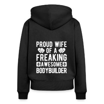 Powerlifting Proud Wife Of Awesome Bodybuilder Gym - Frauen Premium Bio Zip Hoodie - Schwarz - Hinten - Julia (174cm)