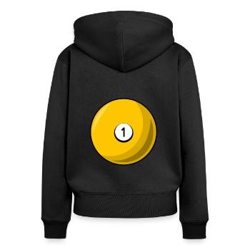 Billardkugel 1 gelb Billard eins - Frauen Premium Bio Zip Hoodie - Schwarz - Hinten - Julia (174cm)