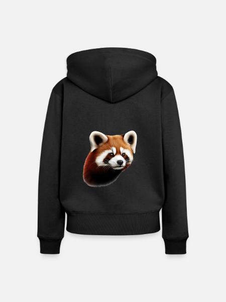 Roter Panda - Frauen Premium Bio Zip Hoodie - Schwarz
