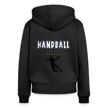 Handball Rentner Rente Ruhestand Handballer Hball - Frauen Premium Bio Zip Hoodie - Schwarz - Hinten - Julia (174cm)